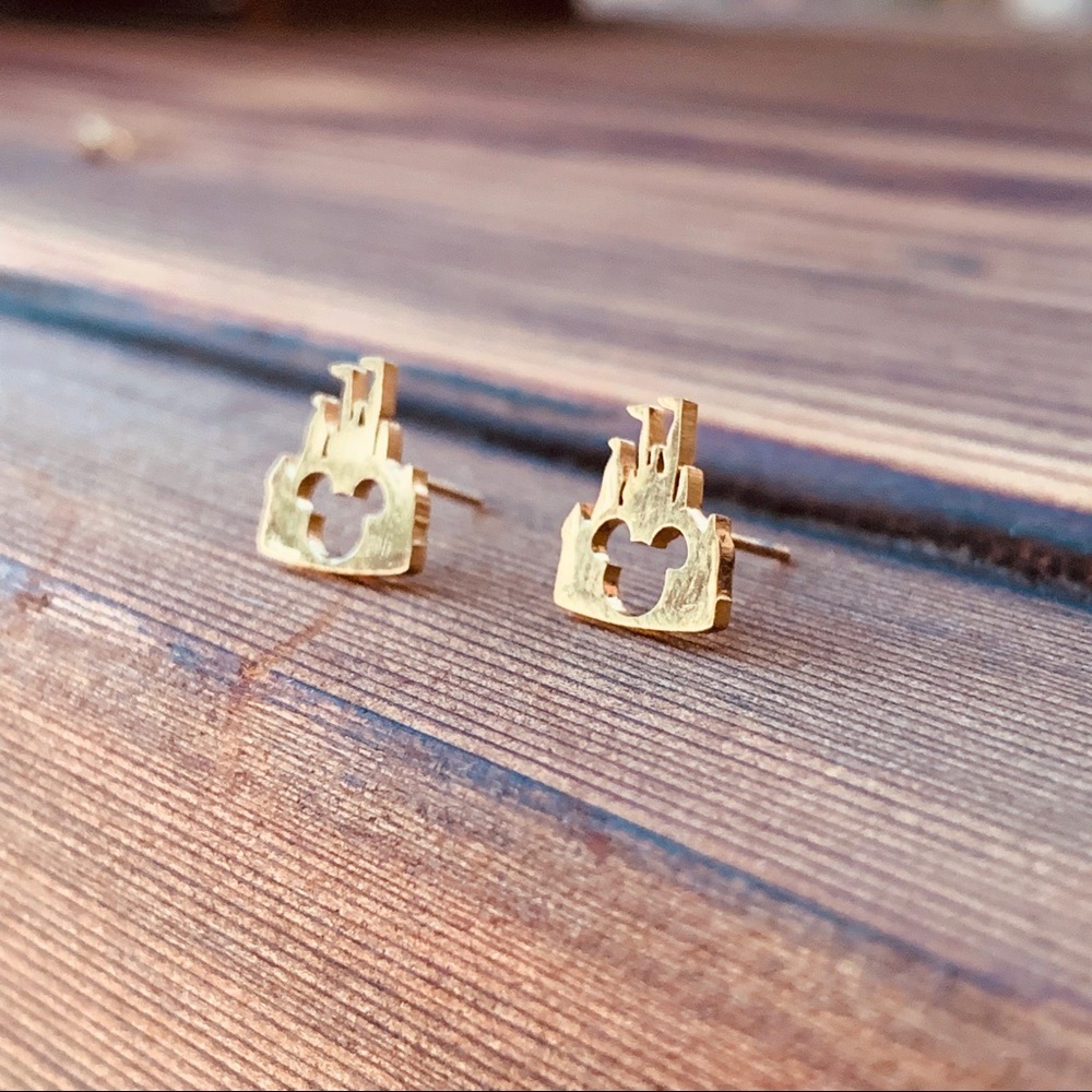 DISNEYLAND GOLD Stainless Steel Stud Earrings with Gift Bag - Picture 2 of 6